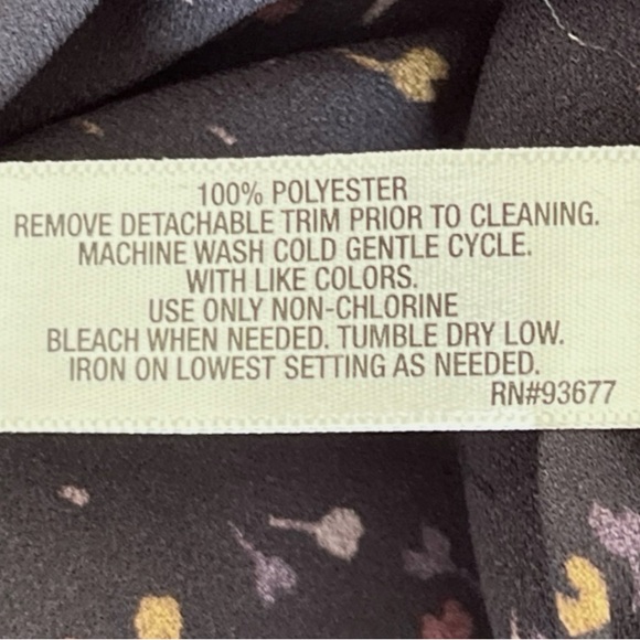 I Heart Ronson Confetti Tulip Print Long Sleeve Black Collar Grey Dress L - Picture 7 of 11